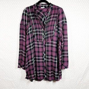 Free People Intimately Pink Plaid All About You Flannel Top‎